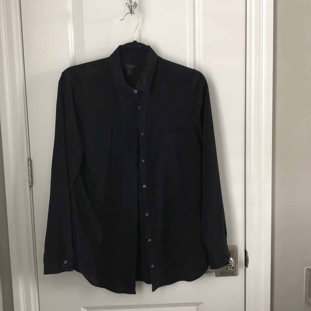 Black Satin, Button-Down Blouse